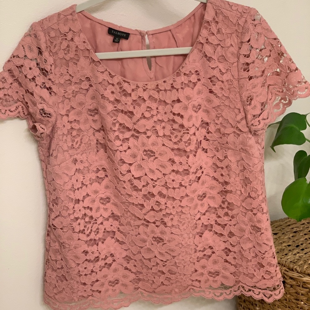 Pink lace business blouse